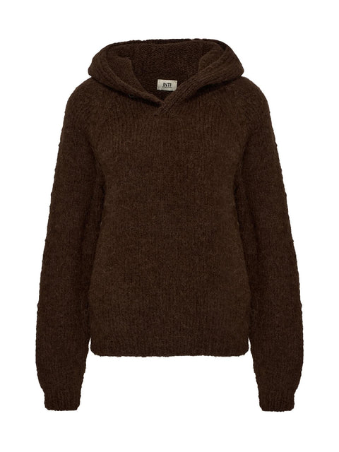 Pia hooded knit nuez - wollen hoodie