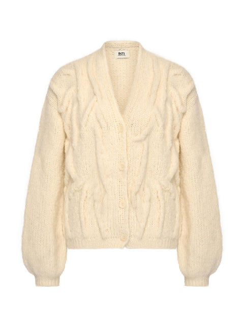 Ria knit ecru - cosy cable cardigan