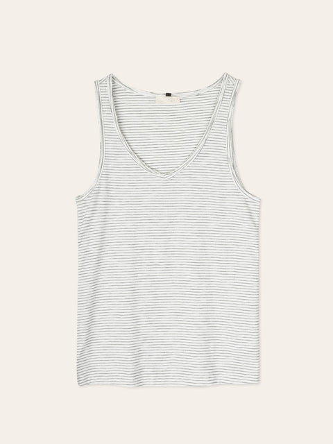 Sleeveless v-neck top - coconut stripes