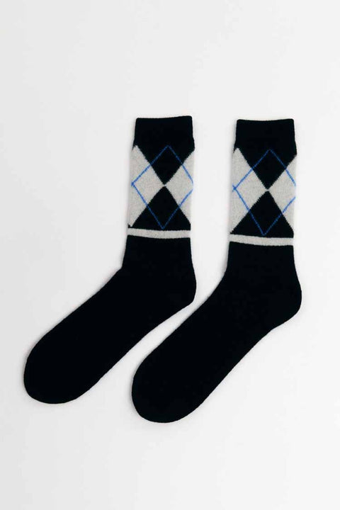Argyle socks wool black