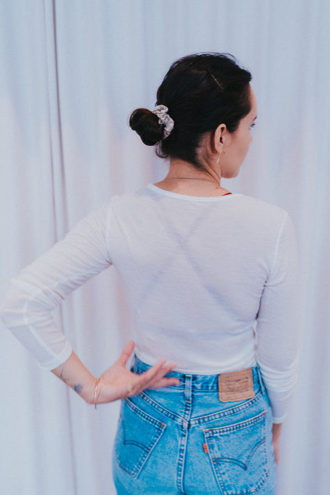 Shirt met lange mouwen uit wol - gebroken wit