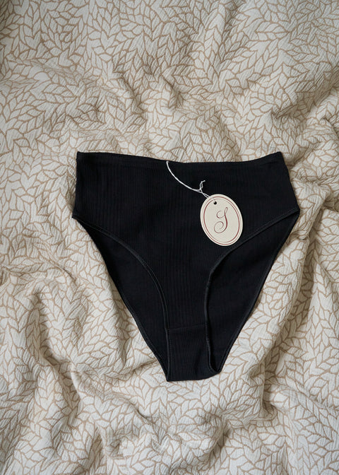 Zwarte slip uit biokatoen - high waist brief