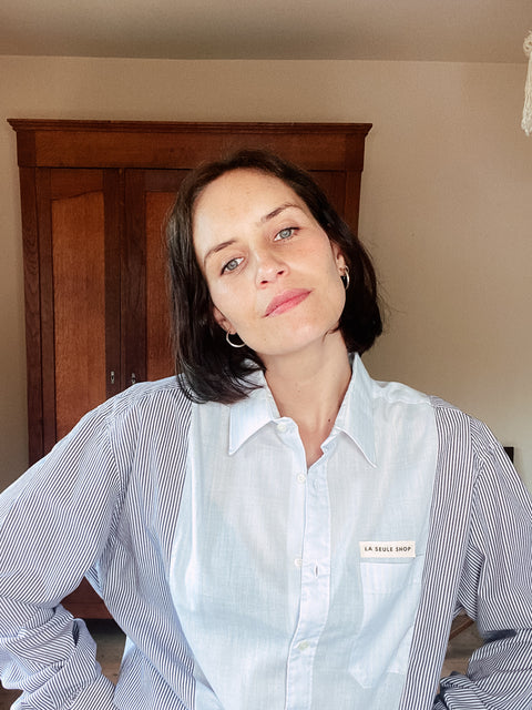 Hemd: pièce unique ( lichtblauw / zwart gestreept )