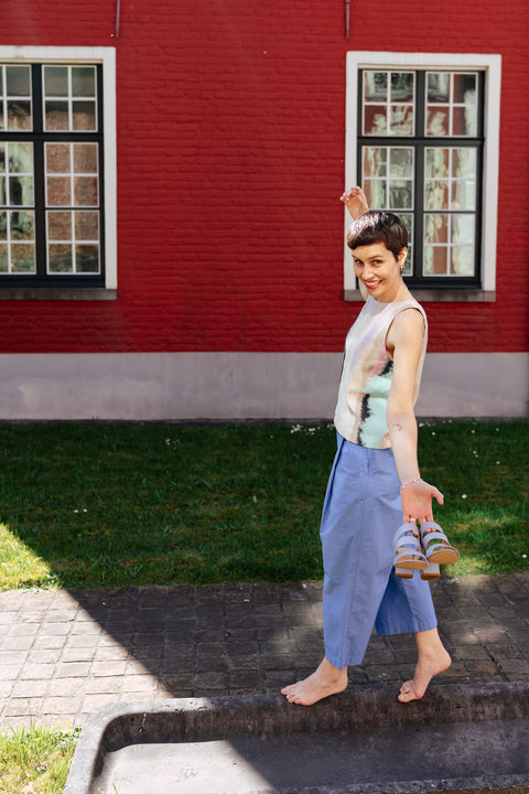 Broek 'Pia' organic garment dyed poplin - blue bonnet