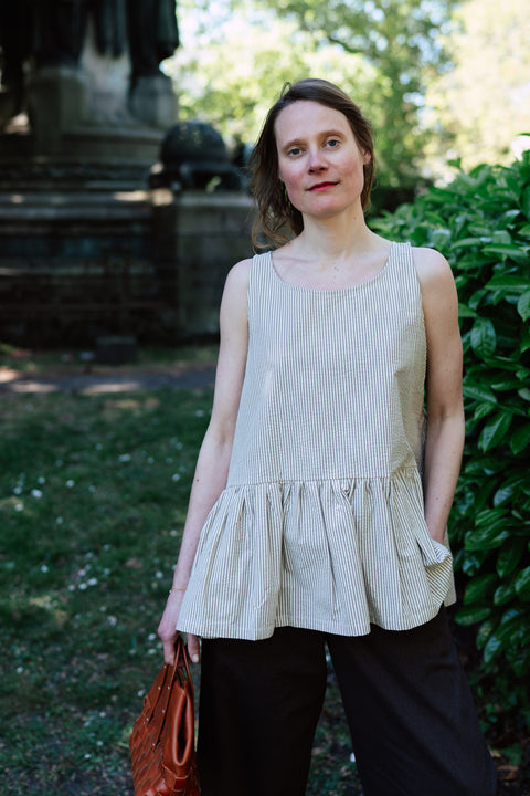 Loose tanktop - ecru/caramel