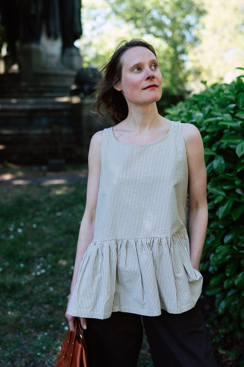 Loose tanktop - ecru/caramel