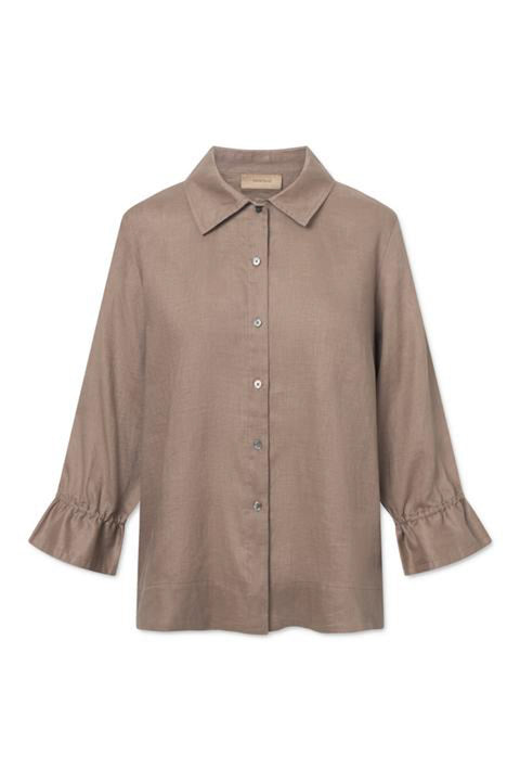 Linnen bloes 'Selia' - taupe