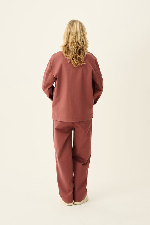 Stoere comfy broek uit stevig katoen - Berry rose