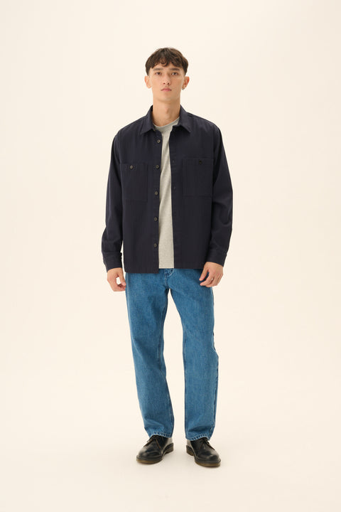 Overhemd 'Sheldo Herringbone' - dark navy