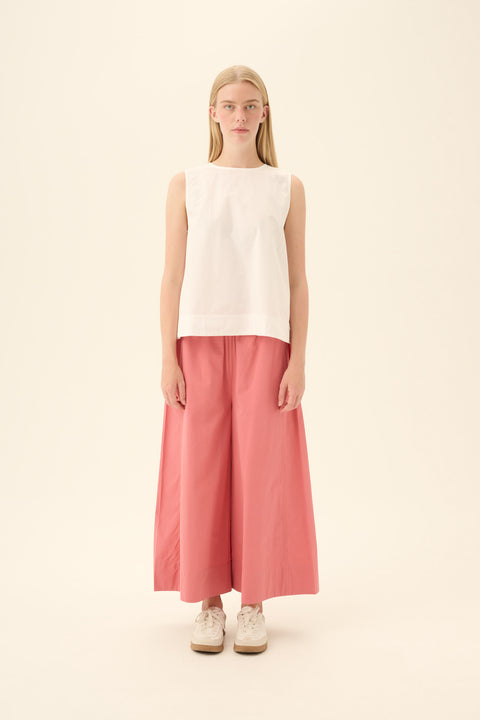 Mouwloze bloes 'Sharren' GMTD poplin - white