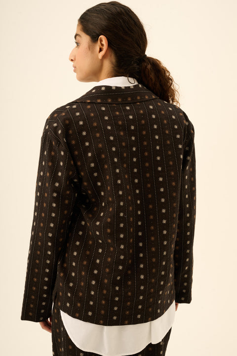 Cecily jacket flower stripe brown