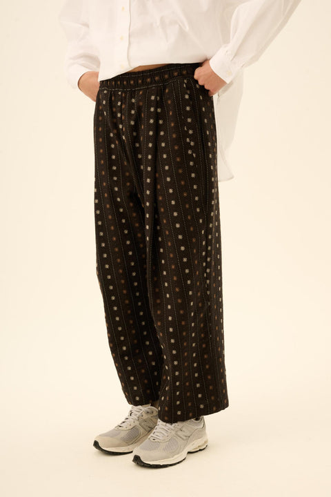 Pia pants flower stripe brown