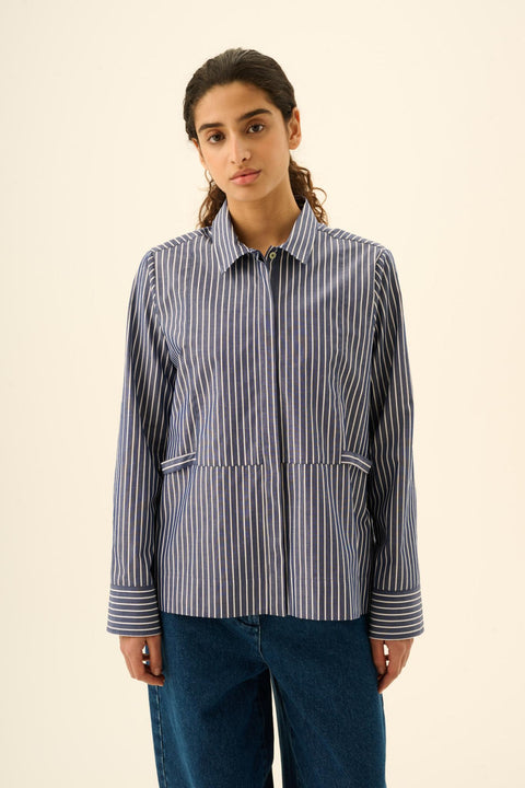 Saloma shirt stripe navy/white