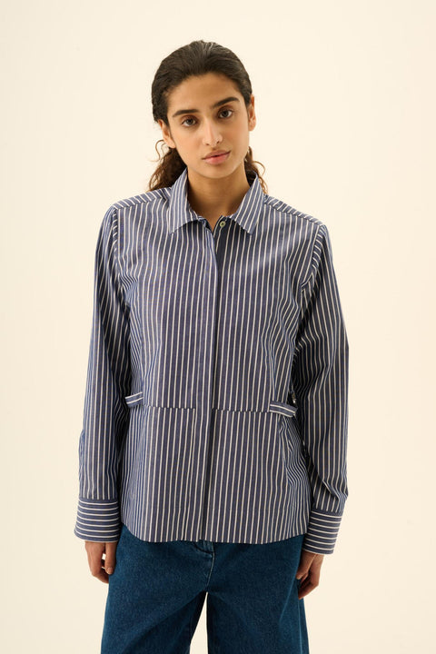 Saloma shirt stripe navy/white