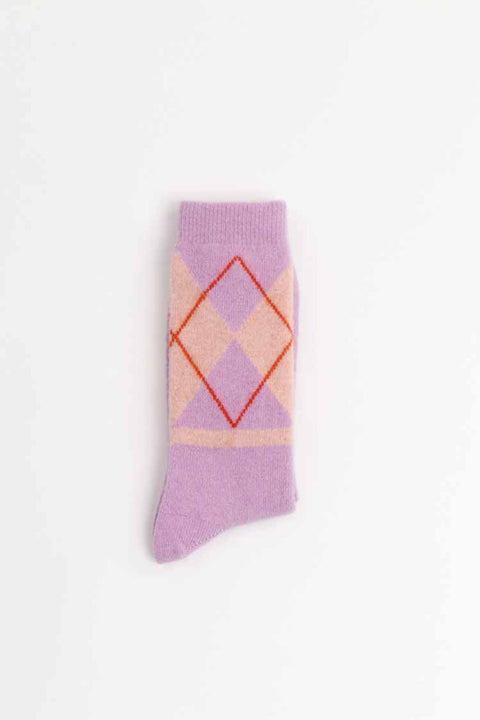 Argyle socks wool lilac