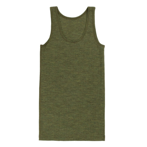Tanktop uit wol - dark olive