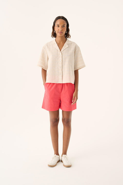 Zandkleurig bloesje (linnen/katoen)