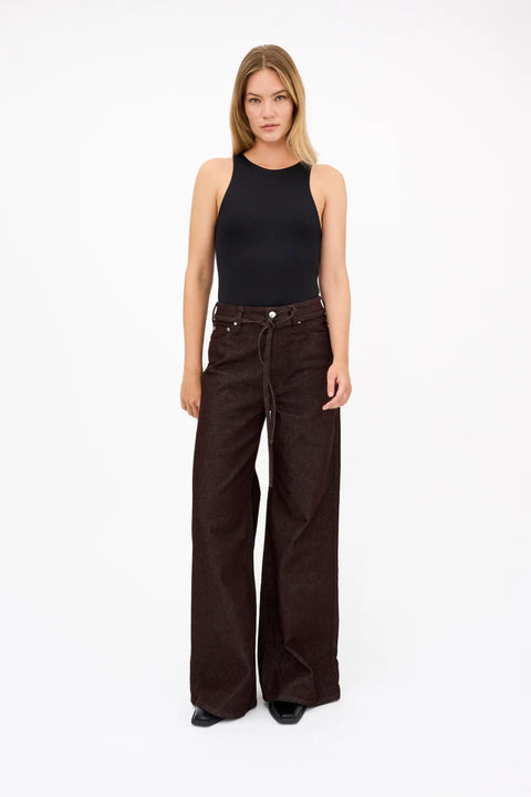 Arizona belted jeans wash antique wine red