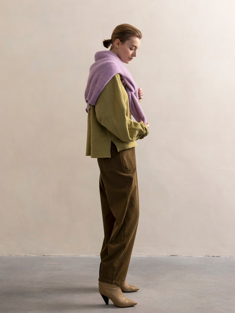 Wide woven pants - dark moss