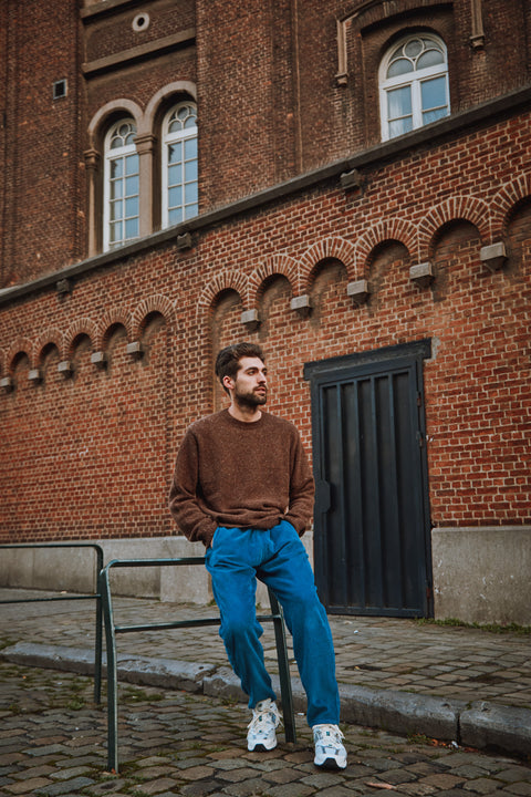 Uniseks broek uit ribfluweel - Dark Denim