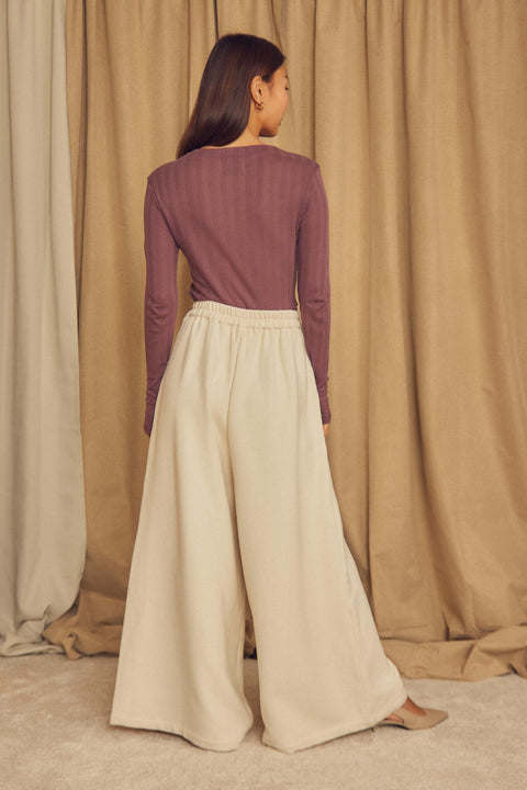 Fine rib long sleeve top cocoa