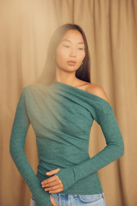 Wool drape top teal
