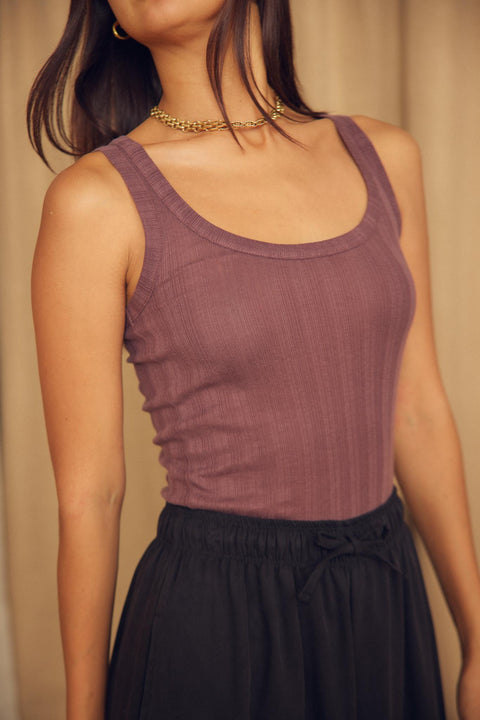 Fine rib tank top cocoa