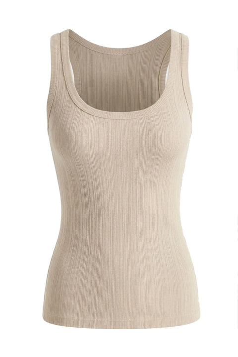 Fine rib tank top ecru
