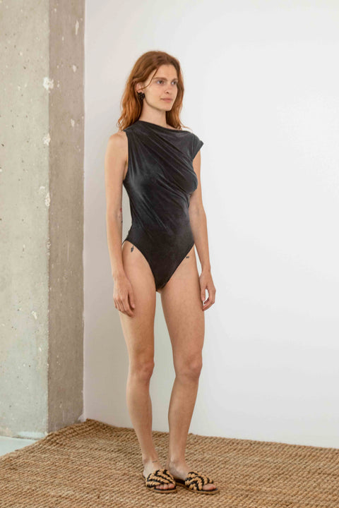 Drape bodysuit - slate black