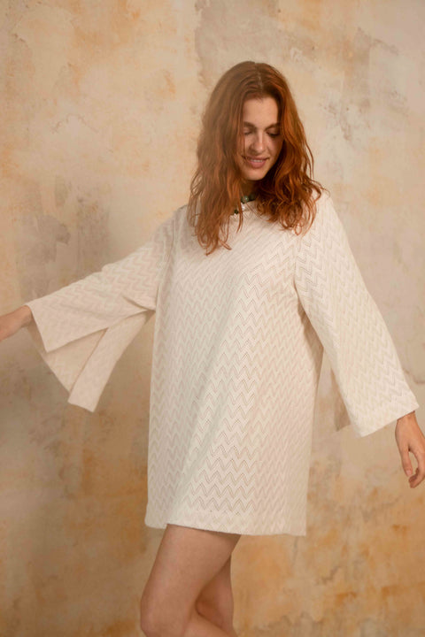 Mini crochet dress - ecru