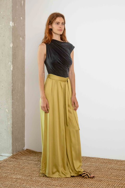 Wide trousers - soft olive