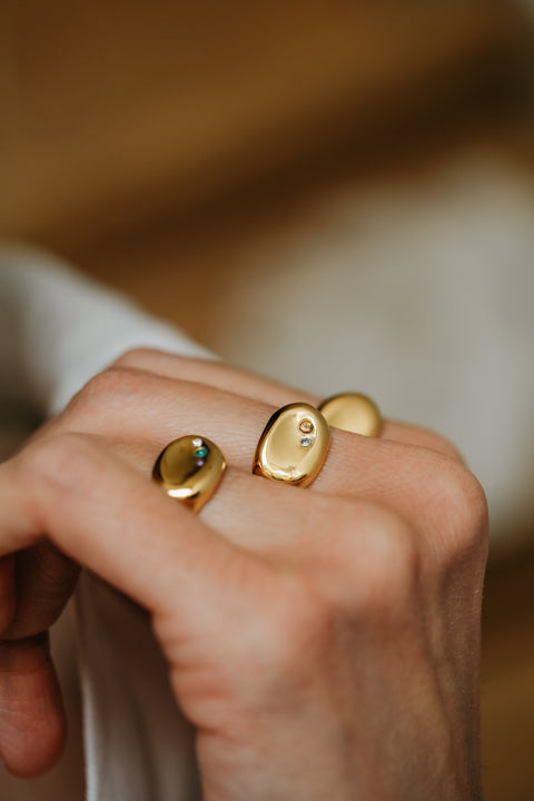 Ring Tribu (met 1 tot 3 geboortesteentjes) (massief 18k goud)