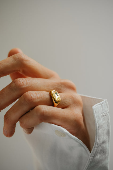 Ring Tribu (met 1 tot 3 geboortesteentjes) (massief 18k goud)