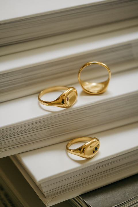 Ring Tribu (met 1 tot 3 geboortesteentjes) (verguld)