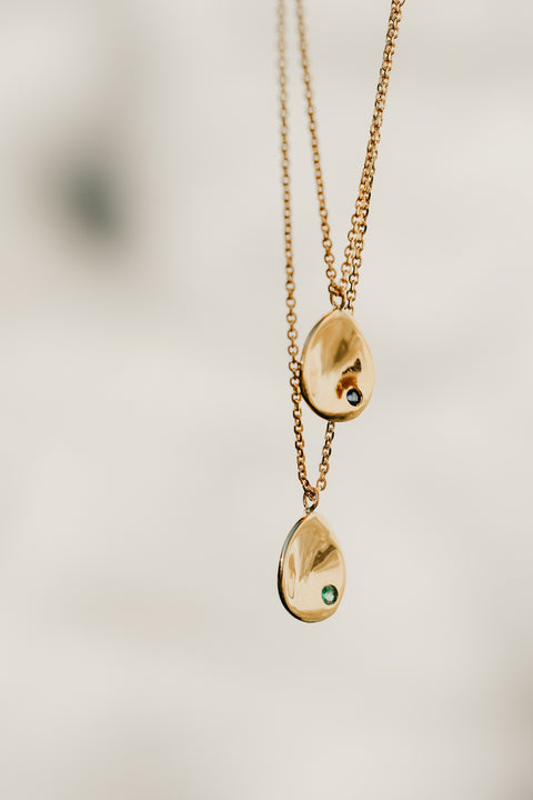 Halsketting Tribu (met 1 tot 3 geboortesteentjes) - massief goud (18K)