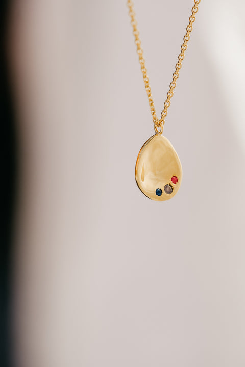 Halsketting Tribu (met 1 tot 3 geboortesteentjes) - massief goud (18K)