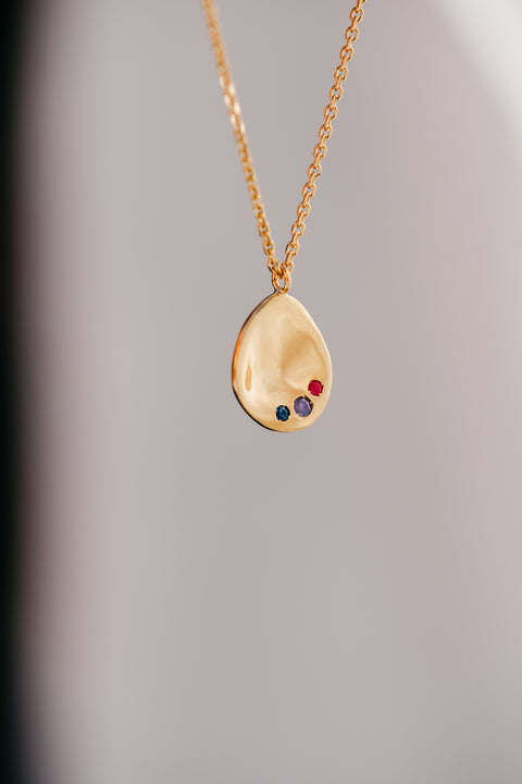 Halsketting Tribu (met 1 tot 3 geboortesteentjes) - massief goud (18K)