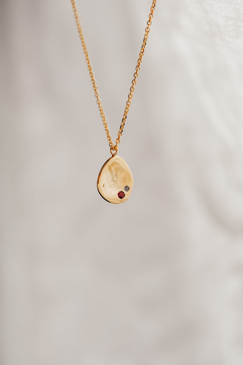 Halsketting Tribu (met 1 tot 3 geboortesteentjes) - massief goud (18K)