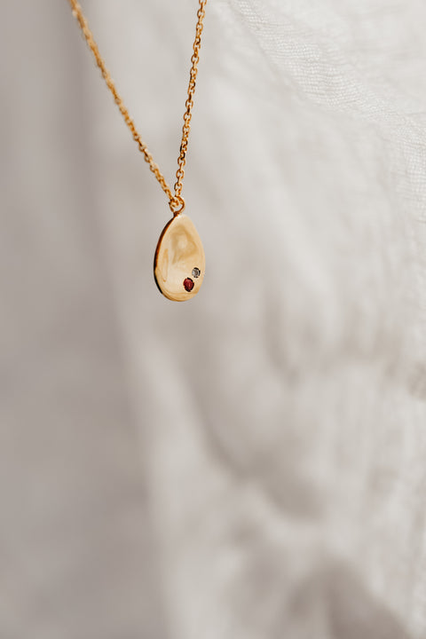 Halsketting Tribu (met 1 tot 3 geboortesteentjes) - massief goud (18K)