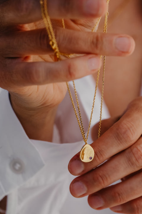 Halsketting Tribu (met 1 tot 3 geboortesteentjes) - massief goud (18K)