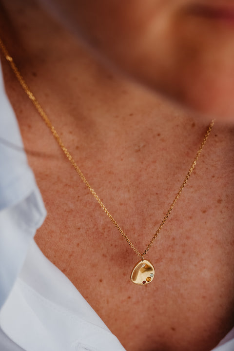 Halsketting Tribu (met 1 tot 3 geboortesteentjes) - massief goud (18K)