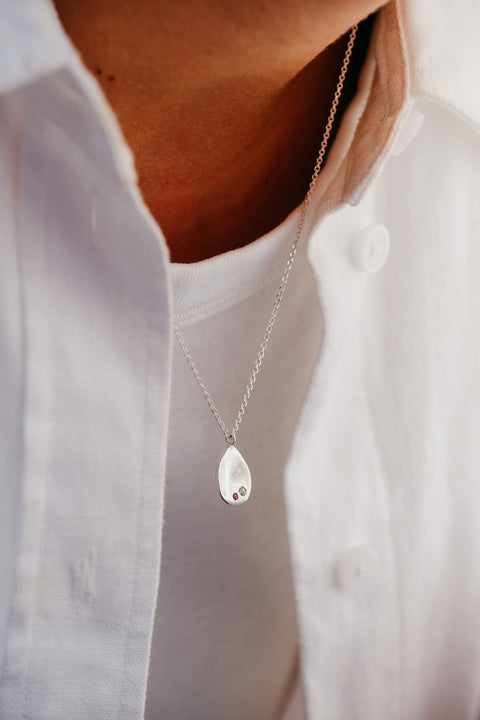 Halsketting Tribu (met 1 tot 3 geboortesteentjes) - zilver