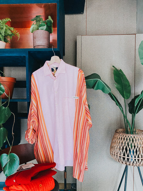 Hemd: pièce unique ( fris roze en vrolijke stepen )