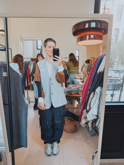 Blazer pièce unique XIV - koffie met linnen