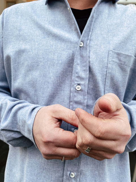 Uniseks hemd uit flanel - Bleu Ciel