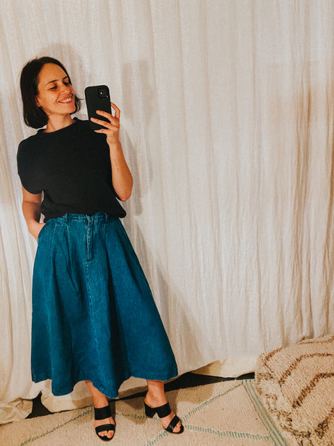 Rok 'Pen' - washed indigo denim