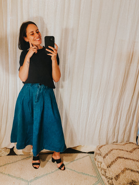 Rok 'Pen' - washed indigo denim