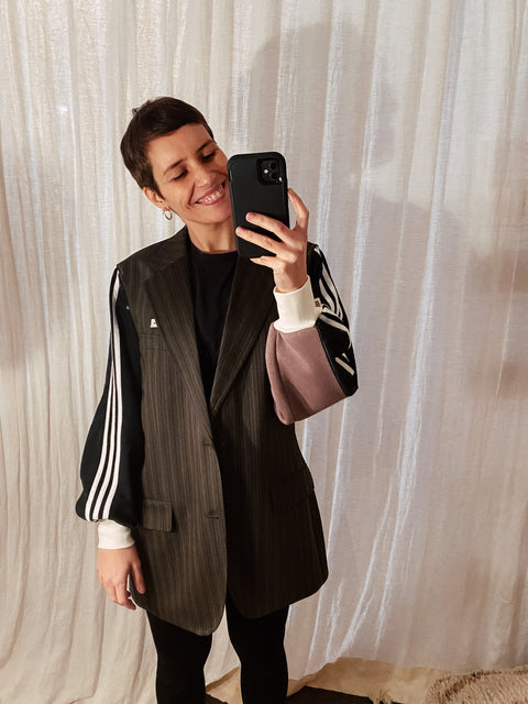 Blazer: pièce unique XXII (gestreepte vest met mokka mouwen)