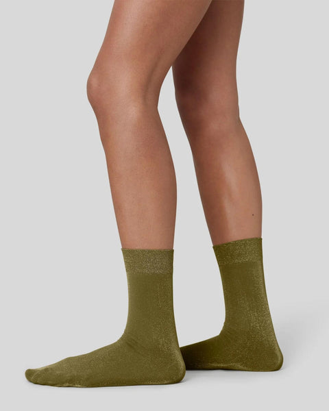 Ines shimmery socks olive green