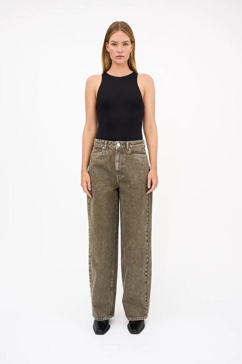 Kaia slung jeans wash antique olive green